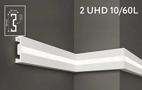 Плинтус из дюрополимера ударопрочный Solid 2 UHD 10/60L белый (под покраску) c LED рассеивателем, 20х60х2000 мм, 1 м.п.